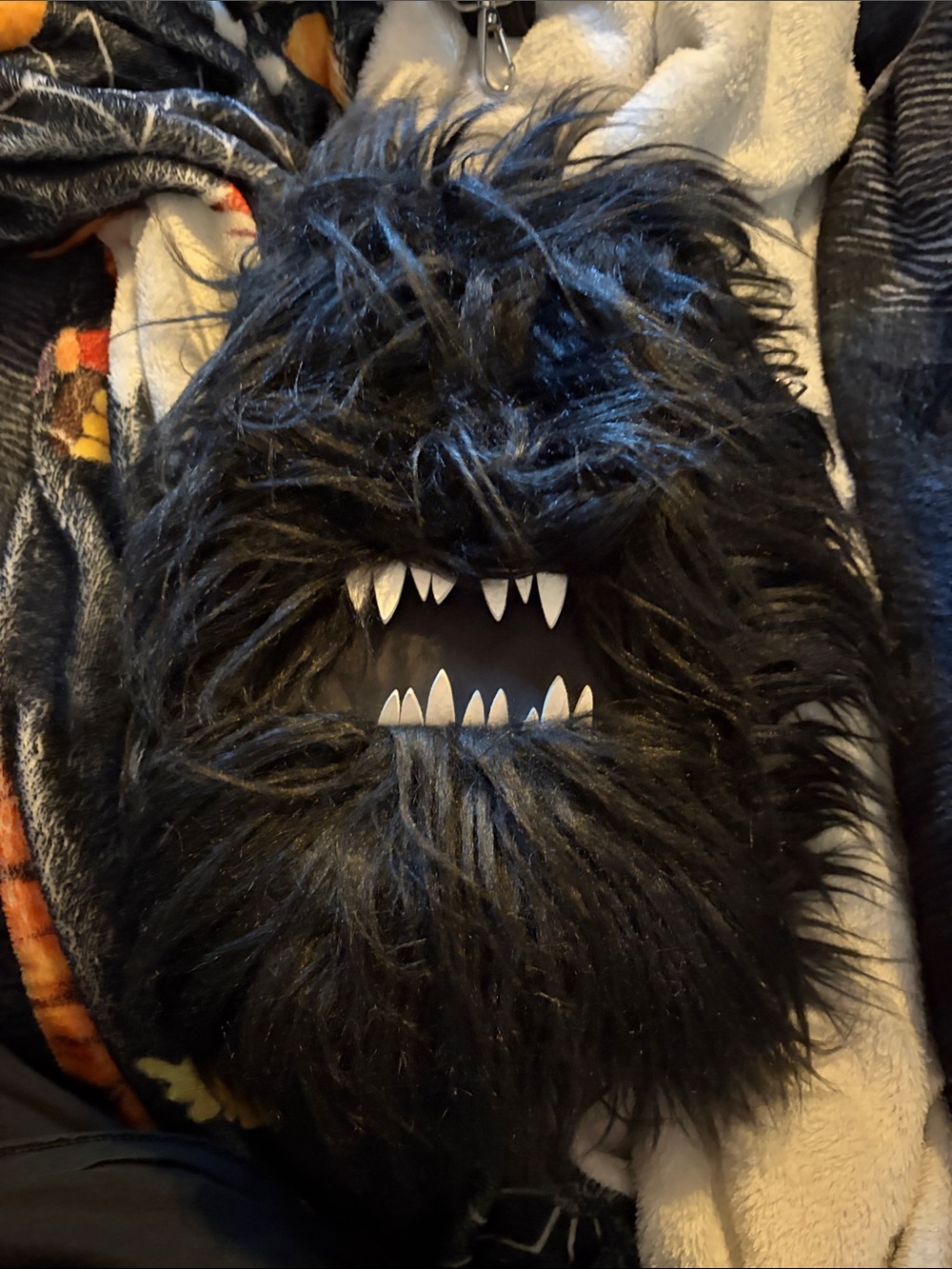 Black Furry Monster Backpack With Teeth!!